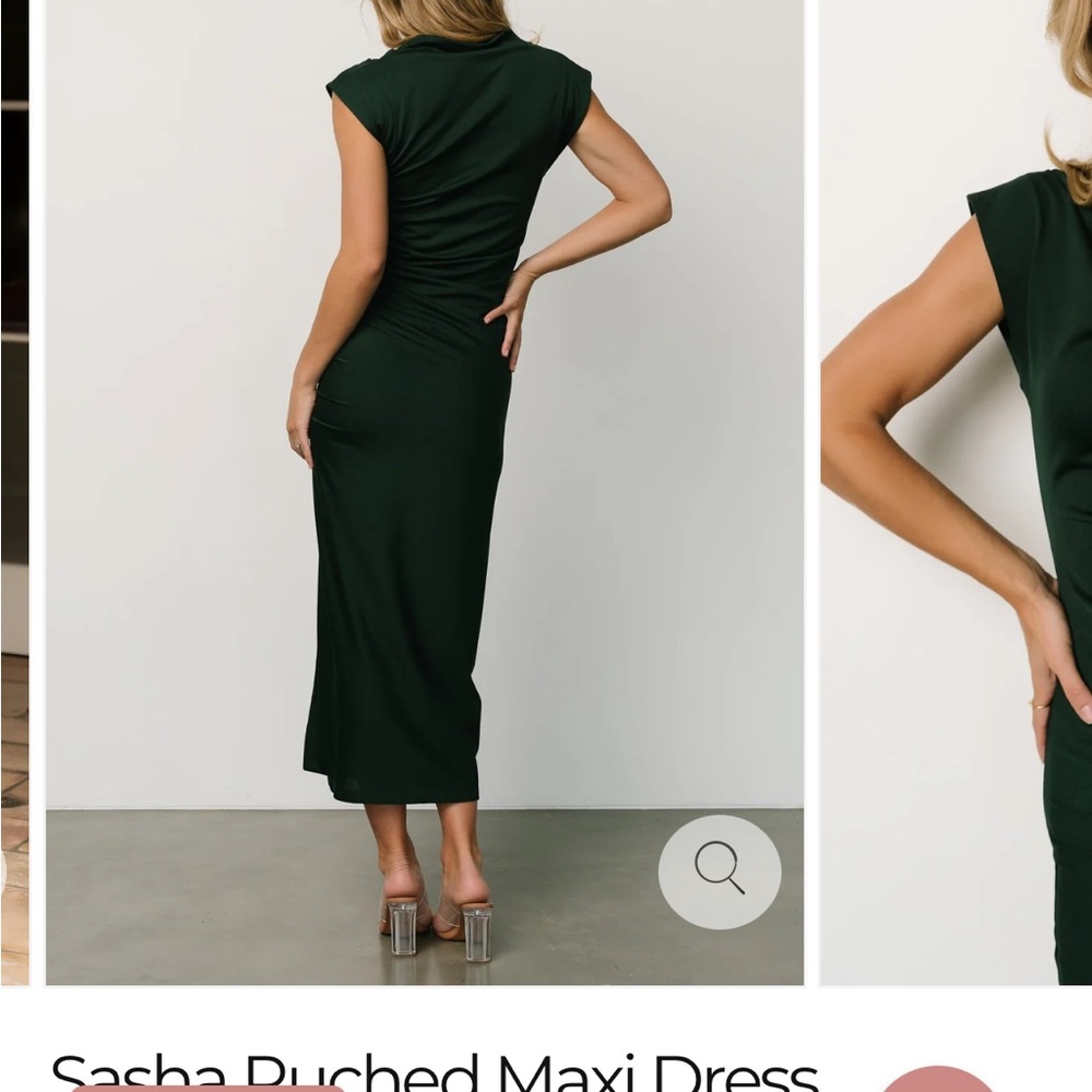 Baltic Born Dark Green Ruched Maxi Dress - Picture 4 of 6